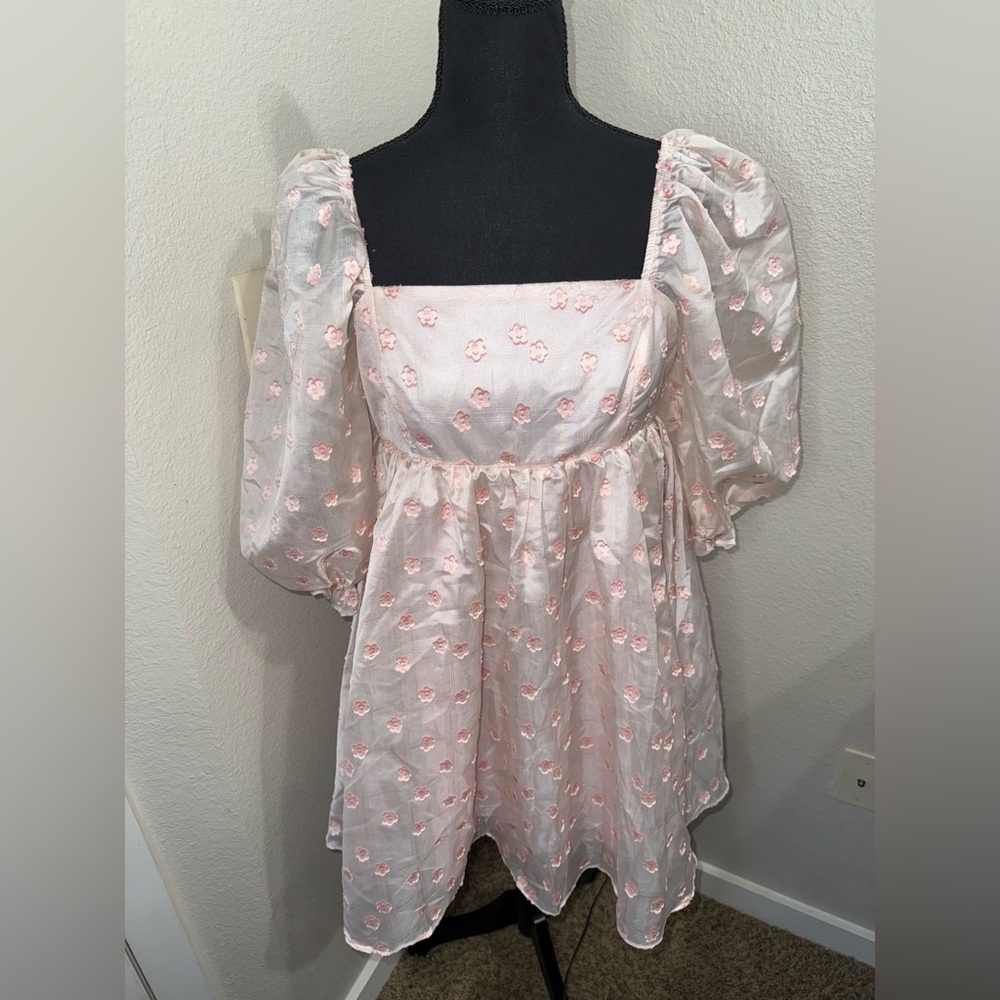 Storia Cottagecore Floral Puff Sleeve Babydoll Dress- Size Medium‎